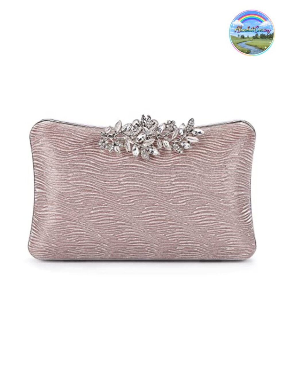 Rhinestone Crystal Flower Clutch Evening Bag Detachable Chain Women Party